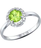 Серебряное кольцо SOKOLOV 92011019_s с хризолитом, фианитами