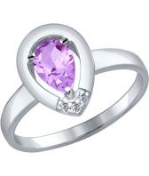 Серебряное кольцо SOKOLOV 92011077_s с аметистом, фианитами