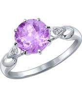 Серебряное кольцо SOKOLOV 92011087_s с аметистом, фианитами