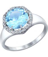 Серебряный перстень SOKOLOV 92011131_s с ситаллом, фианитами