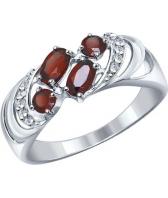 Серебряное кольцо SOKOLOV 92011219_s с гранатами, фианитами