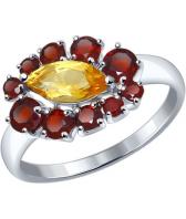 Серебряное кольцо SOKOLOV 92011223_s с цитрином, гранатами