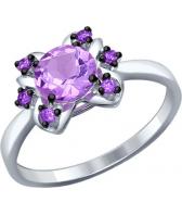 Серебряное кольцо SOKOLOV 92011243_s с аметистом, фианитами