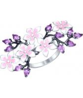 Серебряное кольцо SOKOLOV 92011251_s с эмалью с аметистами