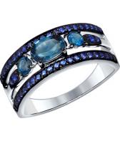 Серебряное кольцо SOKOLOV 92011258_s с Лондон топазами, фианитами