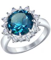 Серебряное кольцо SOKOLOV 92011266_s с фианитами, ситаллом
