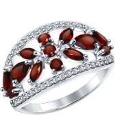 Серебряное кольцо SOKOLOV 92011272_s с гранатами, фианитами