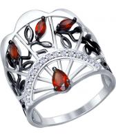 Серебряное кольцо SOKOLOV 92011277_s с гранатами, фианитами