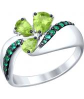 Серебряное кольцо SOKOLOV 92011288_s с хризолитами, фианитами