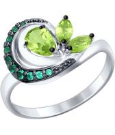 Серебряное кольцо SOKOLOV 92011292_s с хризолитами, фианитами