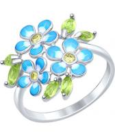 Серебряное кольцо SOKOLOV 92011321_s с эмалью с хризолитами, фианитами
