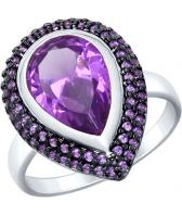 Серебряное кольцо SOKOLOV 92011329_s с наноситалом, фианитами