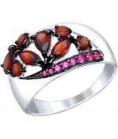 Серебряное кольцо SOKOLOV 92011345_s с гранатами, фианитами