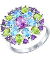 Серебряное кольцо SOKOLOV 92011346_s с аметистом, хризолитами, фианитами