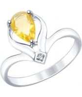 Серебряное кольцо SOKOLOV 92011362_s с цитрином, фианитом