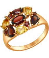 Серебряное кольцо SOKOLOV 92011385_s с гранатами, цитринами