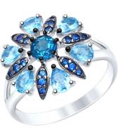 Серебряное кольцо SOKOLOV 92011393_s с топазами, фианитами