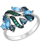 Серебряное кольцо SOKOLOV 92011396_s с гранатами, цитринами, фианитами