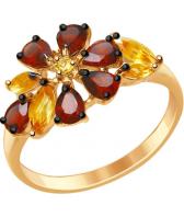 Серебряное кольцо SOKOLOV 92011404_s с гранатами, цитринами, фианитом