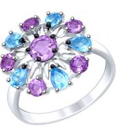 Серебряное кольцо SOKOLOV 92011410_s с топазами, аметистами