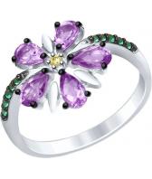 Серебряное кольцо SOKOLOV 92011414_s с аметистами, фианитами