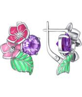 Серебряные сережки с аметистом SOKOLOV 92020443_s с эмалью