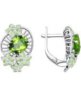 Серебряные сережки SOKOLOV 92020529_s с эмалью, хризолитами, фианитами