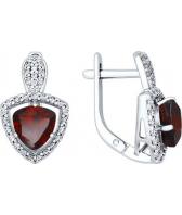 Женские серебряные серьги SOKOLOV 92020921_s с гранатами, фианитами