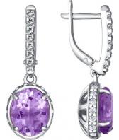 Серебряные серьги SOKOLOV 92021043_s с аметистами, фианитами