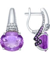 Серебряные серьги SOKOLOV 92021272_s с аметистами, фианитами