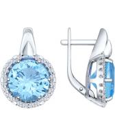 Серебряные круглые серьги SOKOLOV 92021282_s с наноситалами, фианитами