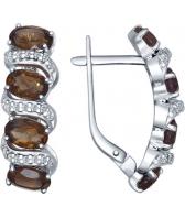 Серебряные серьги SOKOLOV 92021347_s с раухтопазами, фианитами