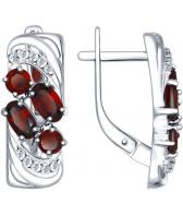 Серебряные серьги SOKOLOV 92021362_s с гранатами, фианитами