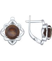 Серебряные серьги с раухтопазом SOKOLOV 92021396_s