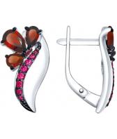 Серебряные серьги SOKOLOV 92021428_s с гранатами, фианитами