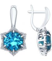 Серебряные сережки звезды SOKOLOV 92021437_s с фианитами, ситаллами