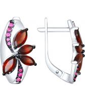 Серебряные серьги SOKOLOV 92021461_s с гранатами, фианитами