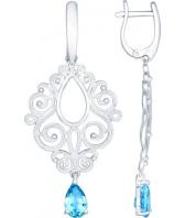 Серебряные длинные серьги SOKOLOV 92021473_s с топазами