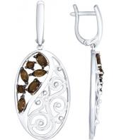 Серебряные длинные серьги с раухтопазом SOKOLOV 92021476_s