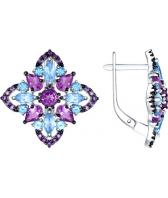 Серебряные серьги SOKOLOV 92021494_s с аметистами, топазами, фианитами