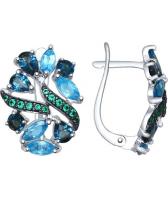 Серебряные серьги SOKOLOV 92021550_s с Лондон топазами, фианитами