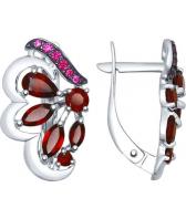 Серебряные серьги SOKOLOV 92021551_s с гранатами, фианитами
