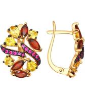 Серебряные серьги SOKOLOV 92021552_s с гранатами, цитринами, фианитами
