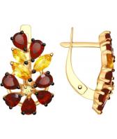 Серебряные серьги SOKOLOV 92021555_s с гранатами, цитринами, фианитами