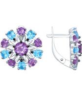 Серебряные серьги круглые SOKOLOV 92021564_s с топазами, аметистами