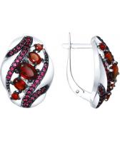 Серебряные серьги SOKOLOV 92021570_s с гранатами, фианитами