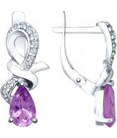 Серебряные серьги SOKOLOV 92021572_s с аметистами, фианитами