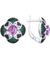 Серебряные серьги SOKOLOV 92021580_s с аметистами, фианитами