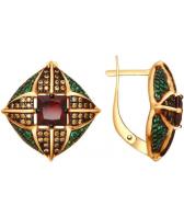 Серебряные серьги SOKOLOV 92021582_s с гранатами, фианитами