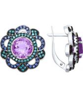 Серебряные серьги SOKOLOV 92021593_s с аметистами, фианитами
